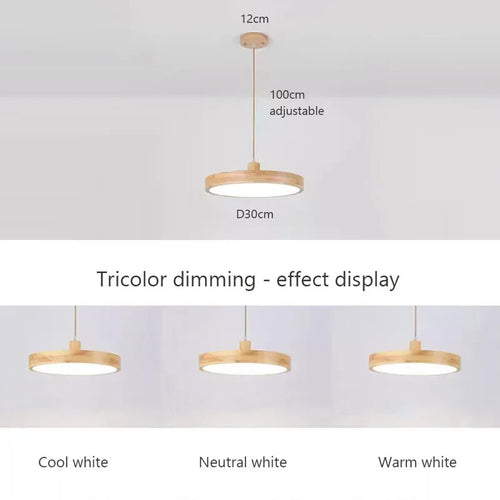 Lustre LED japonais à tête unique en rondins - vue 6 sur 13