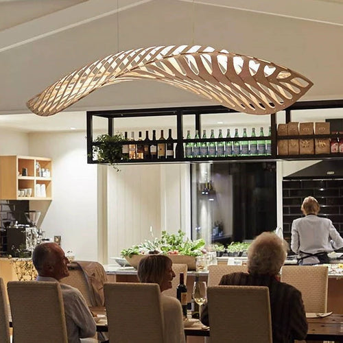 Minimalist nordic wabi sabi wooden chandelier for restaurants and bars - vue 5 sur 8