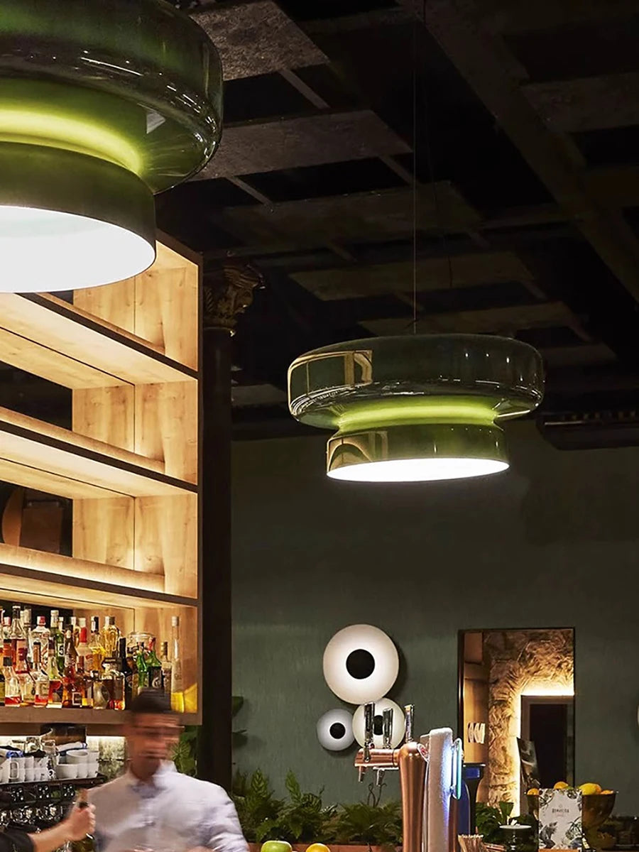 Suspension lustre design moderne en verre led décorative - vue 5 sur 9