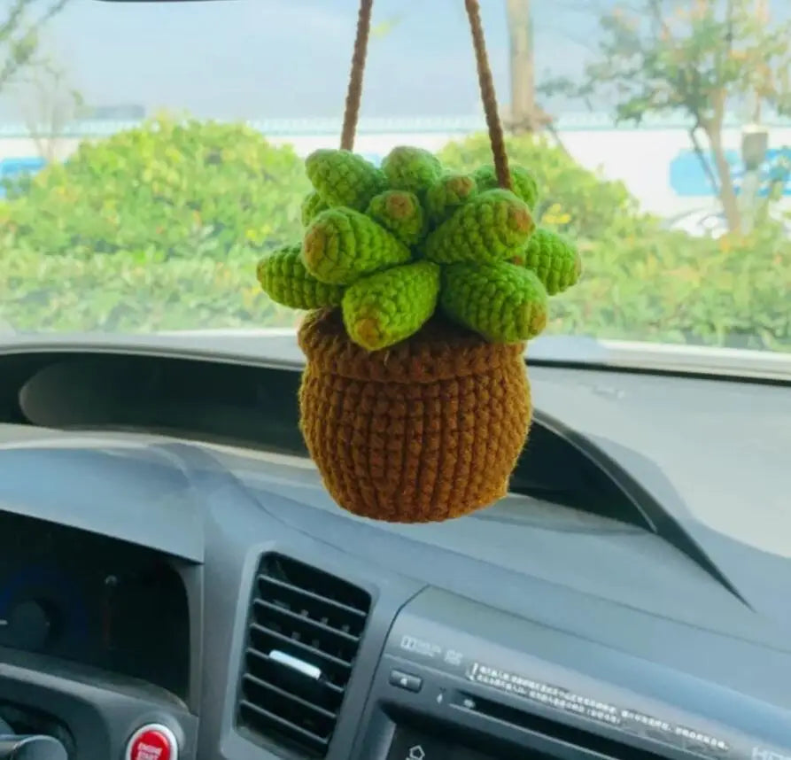crochet suspendu créatif pour décoration de voiture plante en pot - vue 9 sur 34