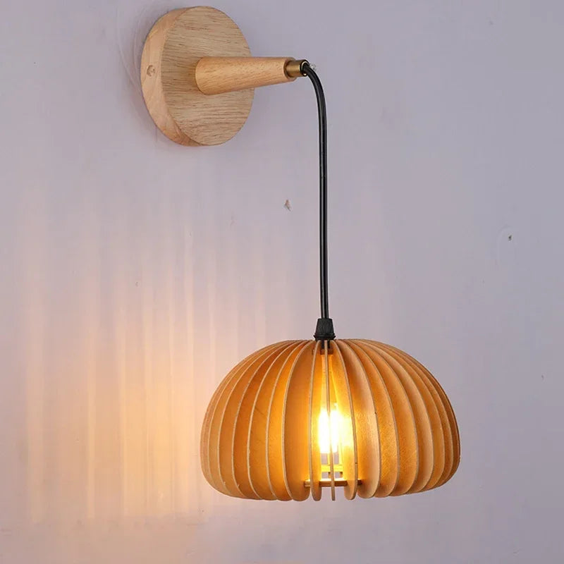 applique murale led en bois style japonais pour décoration intérieure - vue 7 sur 10