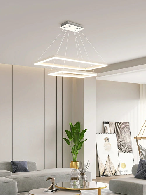 lustre led en aluminium fantaisie avec éclairage rectangulaire suspendu