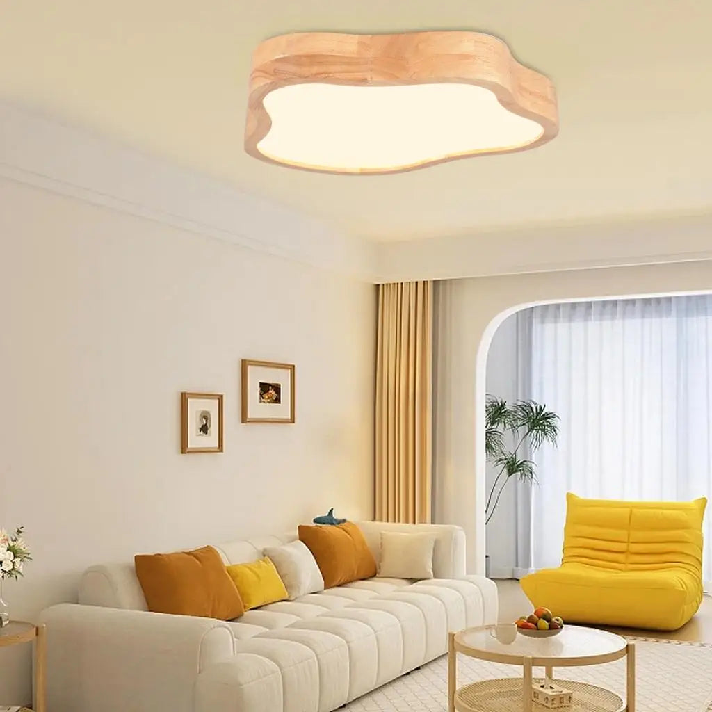 plafonnier led moderne en bois forme de nuage - vue 6 sur 6