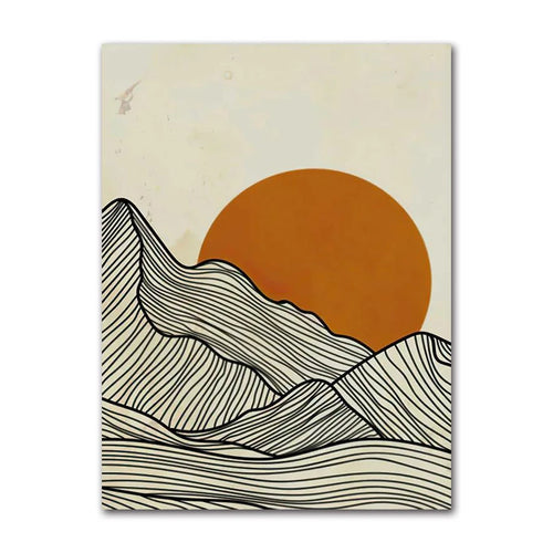 Minimalist Sun Mountain Line Abstract Wall Art, Nordic Posters Prints, Minimalist Picture, Canvas Painting, Room Decoration, Set 3 - vue 9 sur 10