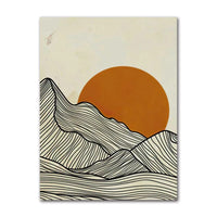 Minimalist Sun Mountain Line Abstract Wall Art, Nordic Posters Prints, Minimalist Image, Canvas Painting, Room Decoration, Set 3