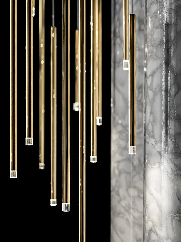 lustre minimaliste postmoderne en métal led double loft éclairage intérieur - vue 3 sur 17