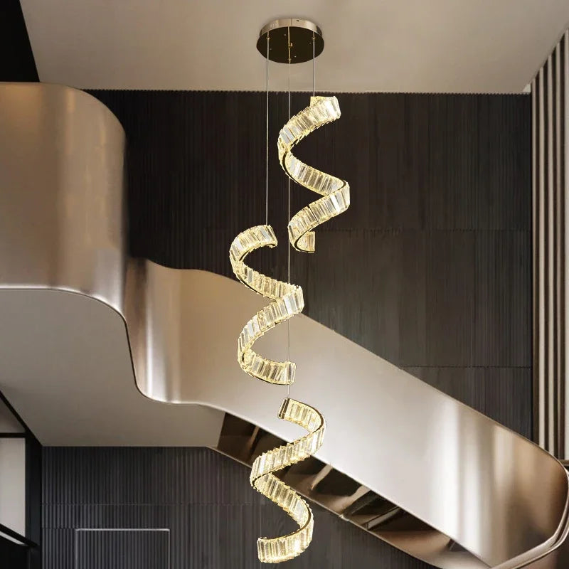 Luxury Restaurant LED Crystal Chandelier Modern High-end Design Gold/Silver Dimming Lamp Bar Kitchen Island Stair Pendant Lights - vue 7 sur 12