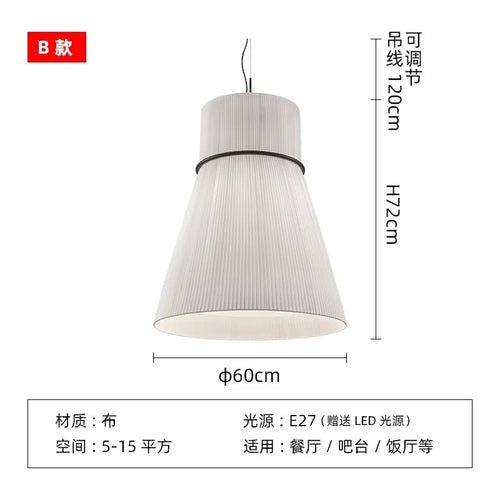Minimalist Japanese wabi-sabi decorative fabric pendant light - vue 11 sur 12