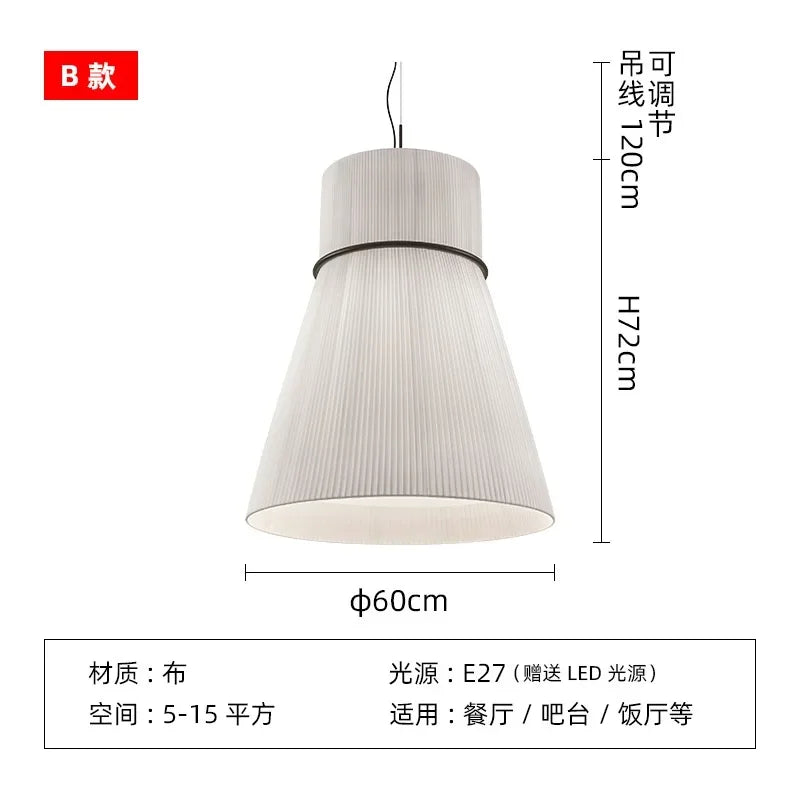 Minimalist Japanese wabi-sabi decorative fabric pendant light - vue 11 sur 12