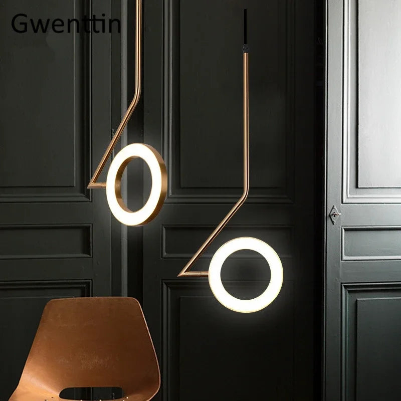 lustre anneau lune suspension moderne pour décoration intérieure - vue 3 sur 7