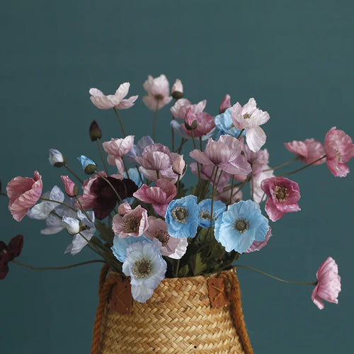 fleur artificielle coquelicot pour décoration de fête et jardin - vue 2 sur 18