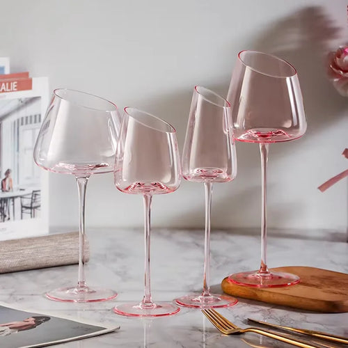 Verres à vin design flamant rose bord incliné