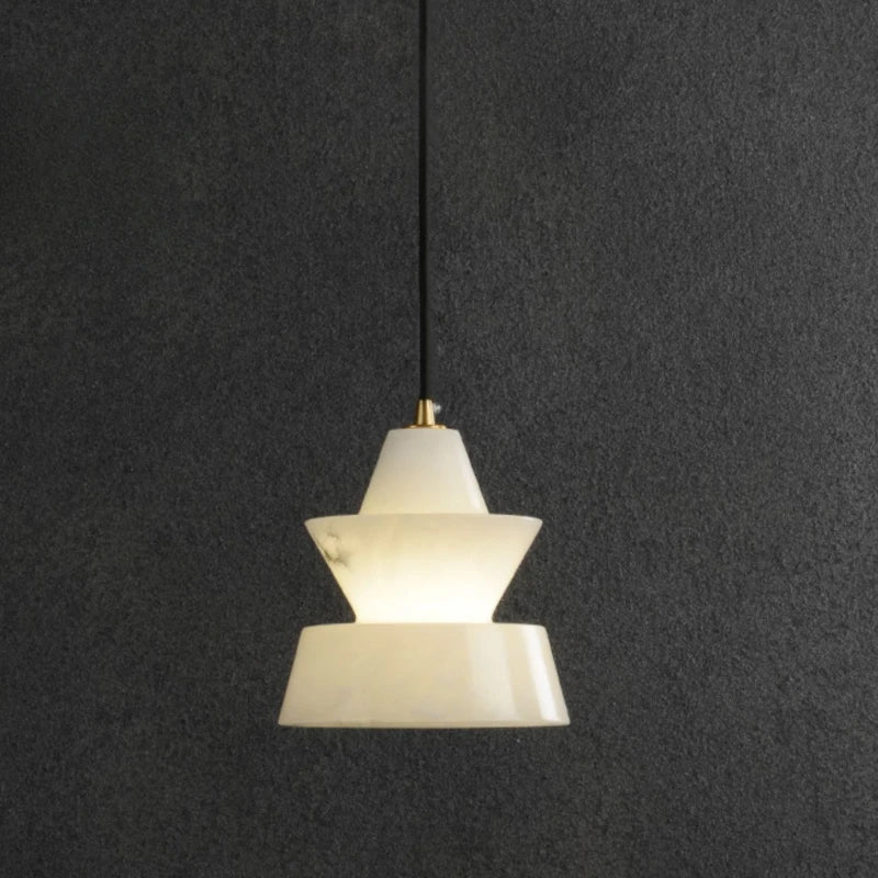 lustre en marbre naturel suspension rétro décor nordique - vue 4 sur 7