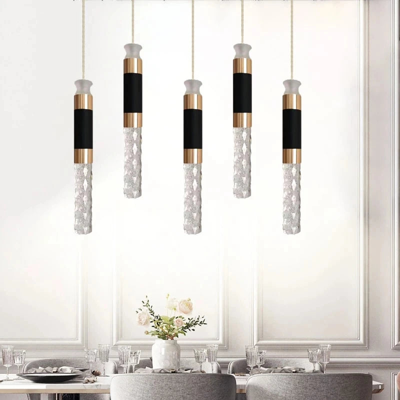 suspension led double sources de lumière en cristal nordique - vue 5 sur 11