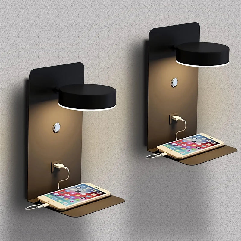 Applique murale LED lampe avec interrupteur et Port de chargement USB moderne 9W noir blanc allée chambre chevet Art éclairage décoration appliques murales
