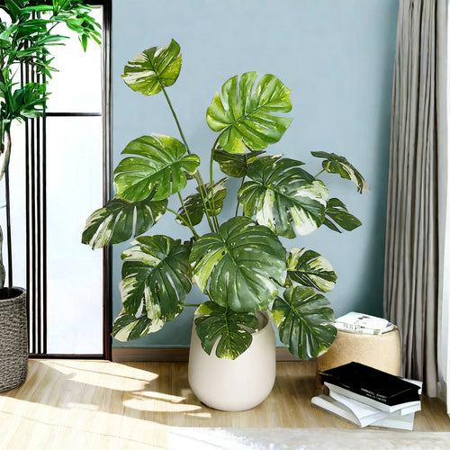 Realistic and elegant artificial monstera plant for interior decoration