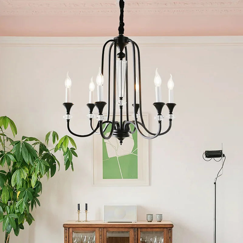 lustre rétro en cristal avec lampes led pour salon luxueux - vue 4 sur 14