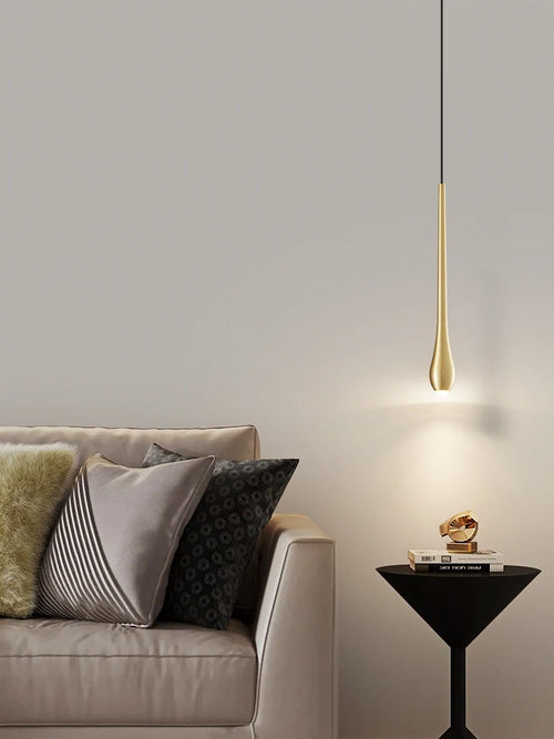 suspension moderne en forme de goutte d'eau en cuivre décoratif - vue 3 sur 10