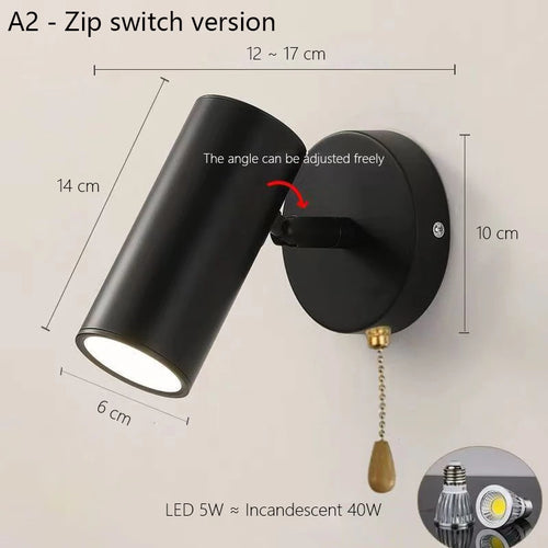Adjustable Nordic wall lamp modern minimalist rotating LED light - vue 12 sur 15