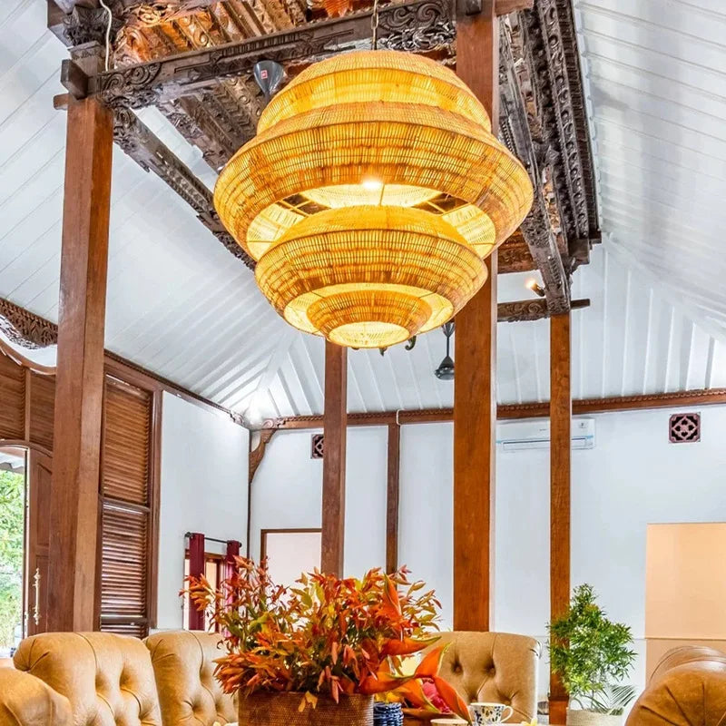 Suspension Bohemian Style Rattan Art en rotin - vue 7 sur 11