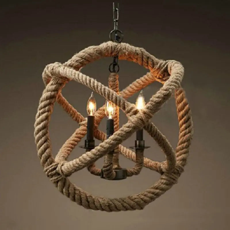 suspension en corde de chanvre style loft rétro pour café et restaurant - vue 5 sur 6