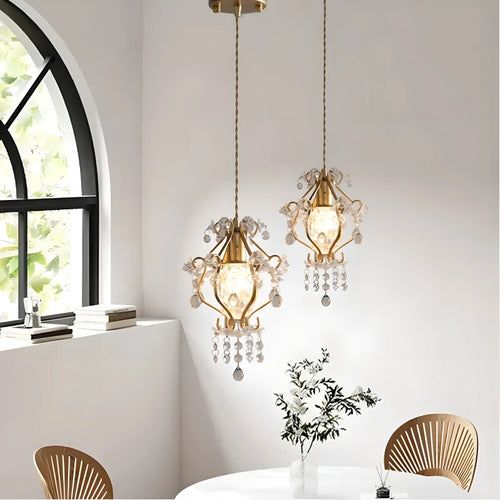 suspension en cristal rétro doré pour décoration intérieure élégante - vue 2 sur 8