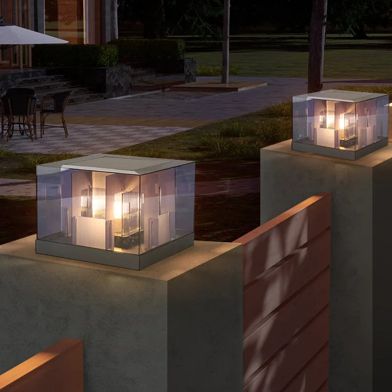 pilier lumière solaire extérieure étanche pour jardin villa - vue 5 sur 14