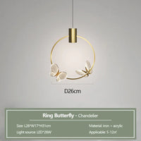 lustre papillon transparent design nordique suspension led