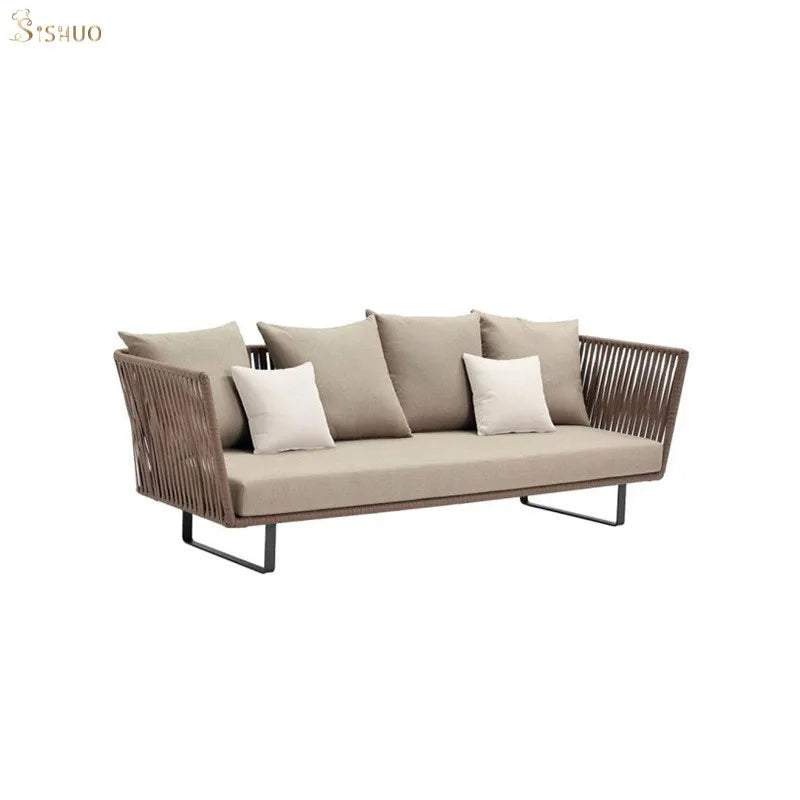 banc de jardin canapé d'angle en rotin pour extérieur - vue 11 sur 12