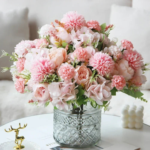 bouquet d'hortensias de pivoines artificielles pour décoration festive - vue 3 sur 11