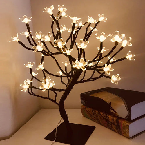 lampe de table led arbre cerisier cristal veilleuse nordique - vue 2 sur 19