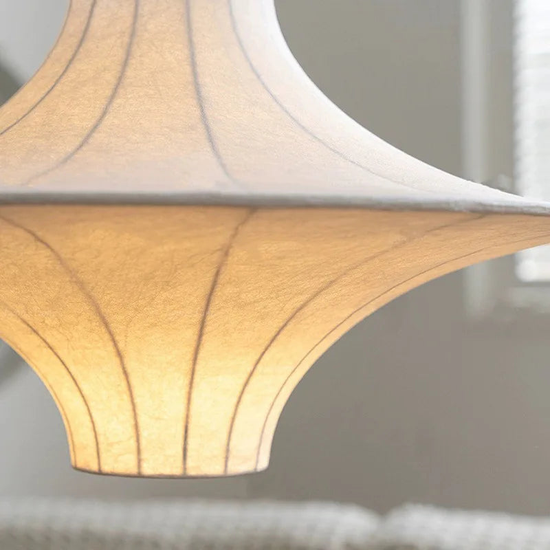 lustre en soie design japonais style wabi-sabi pour un éclairage élégant - vue 5 sur 7