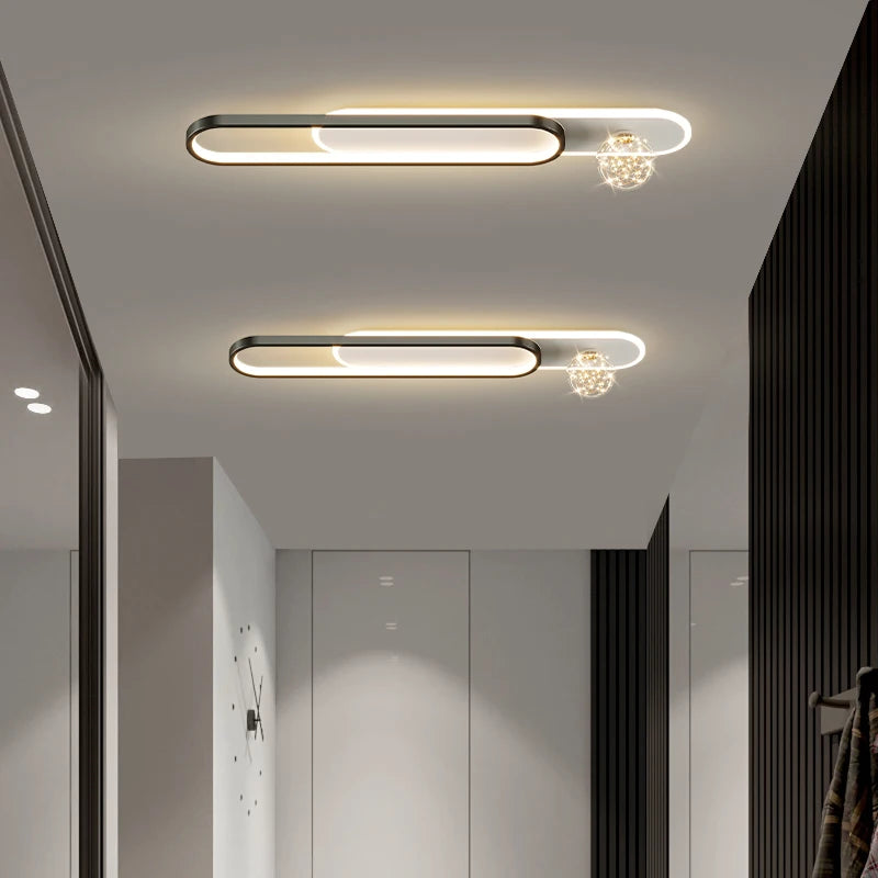 lustre moderne de luxe simple étoilé longue bande encastrée - vue 6 sur 14