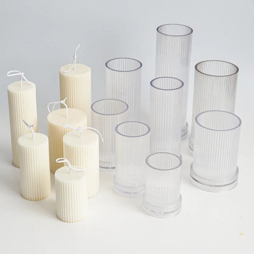 moule cylindrique à rayures pour fabrication de bougies en acrylique - vue 3 sur 14
