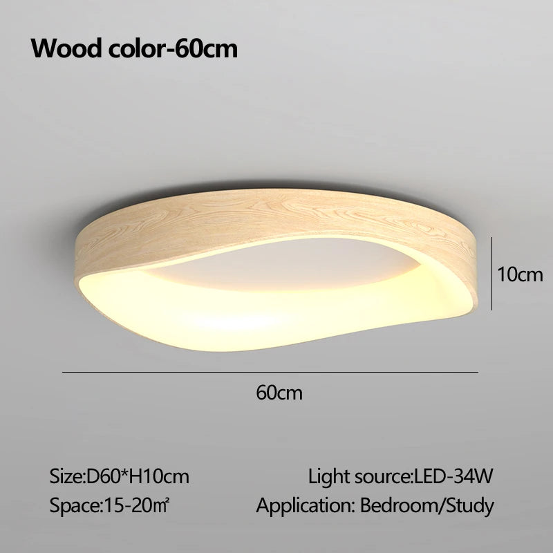 plafonnier en bois rond avec télécommande pour éclairage intérieur