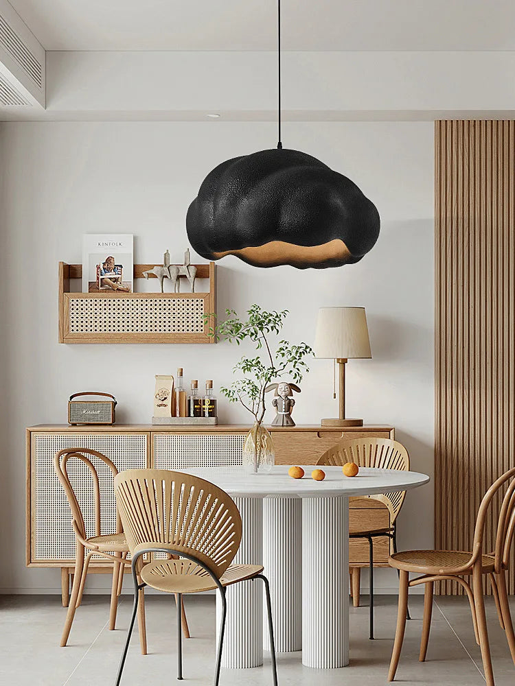 Nordic minimalist cloud pendant LED light wabi sabi cream style for dining room, restaurant or bar - vue 5 sur 11