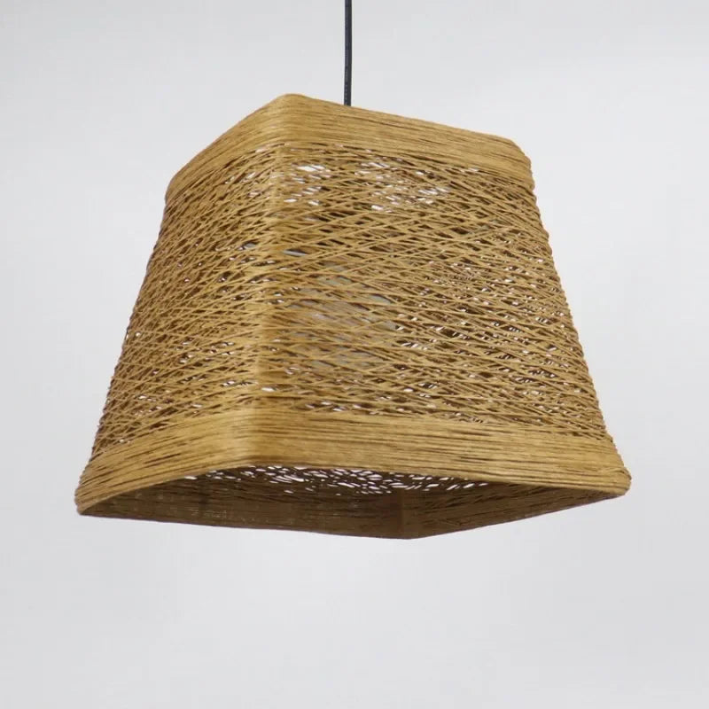 suspension moderne à led en rotin pour intérieur créatif - vue 8 sur 8