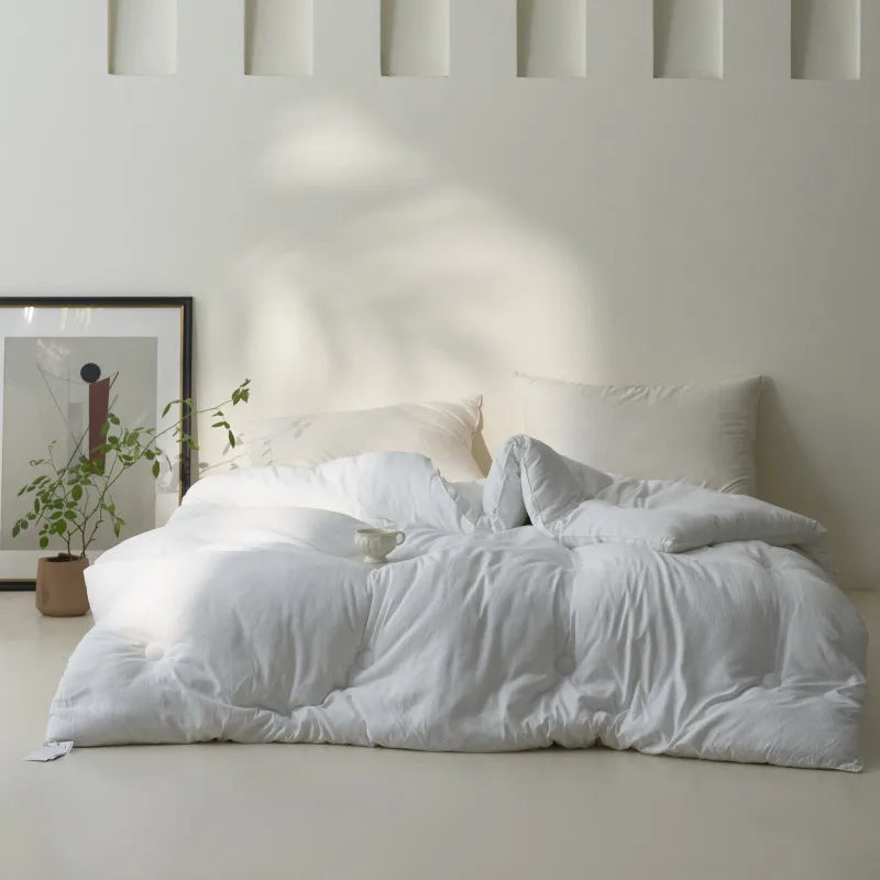 Solid Color Lightweight Quilted Cotton Comforters Twin Single Queen King Size, Comfortable Soft Breathable All Season Duvet