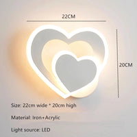 LED heart-shaped wall lamp, simple Nordic love wall lamp, creative bedroom, living room, corridor, background wall, bedside lamp
