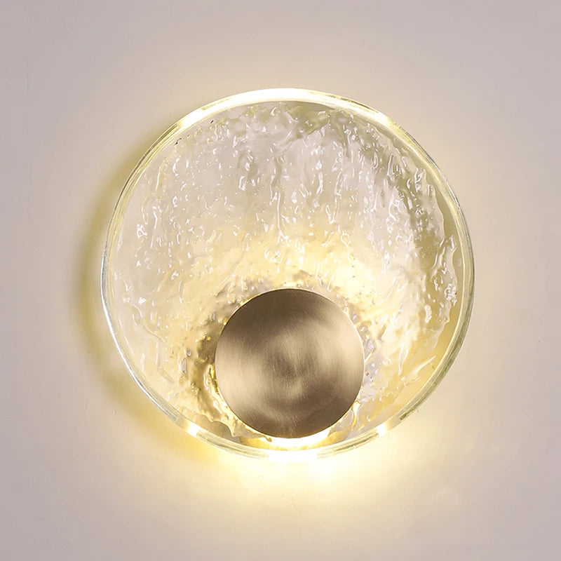 applique murale led nordique en verre transparent et cuivre - vue 3 sur 8