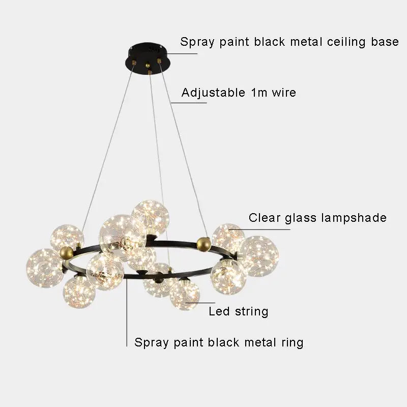 lustre led moderne design nordique pour décoration intérieure - vue 6 sur 18