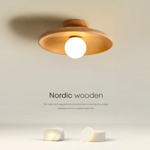 Plafonnier en bois Led nordique pour salon plafonnier en bois pour chambre à coucher salle à manger couloir balcon luminaire G9 - vue 3 sur 8