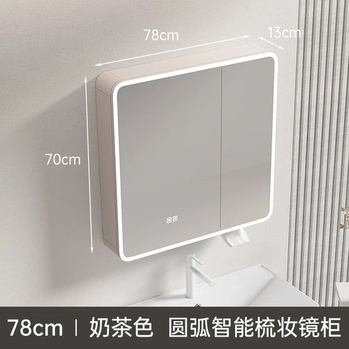 armoire circulaire en aluminium avec miroir éclairage intelligent et rangement - vue 23 sur 32