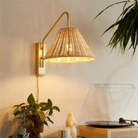 Japanese rattan wall light for minimalist interior decor