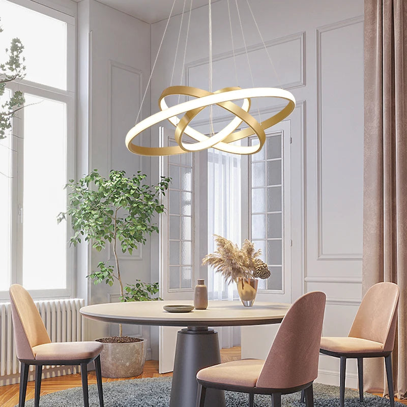 lustre moderne style nordique avec télécommande et anneau lumineux - vue 6 sur 30