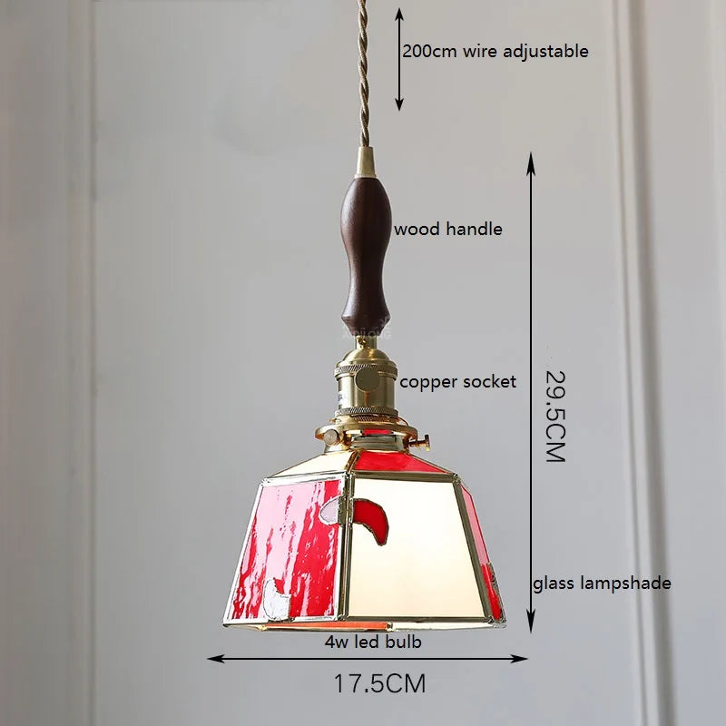 Nordic vintage handheld lamp with coloured glass and copper - vue 11 sur 29