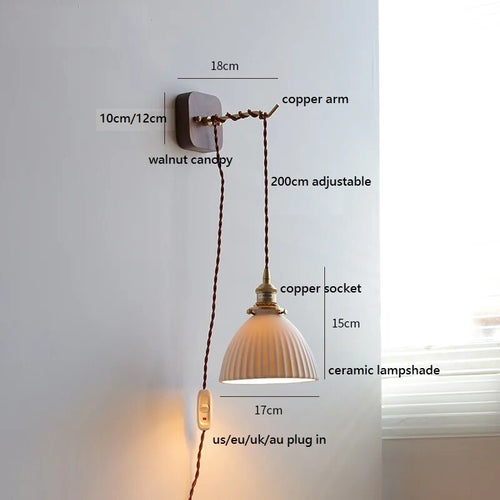 applique murale led noyer cuivre moderne baguette plug-in - vue 10 sur 23
