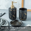 Black Marbled Bathroom Accessories Set, Ceramic Soap Dispenser, Toothbrush Holder, Box, Decoration
