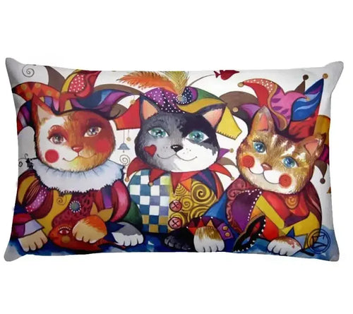 housse de coussin décorative animaux chiot et chat