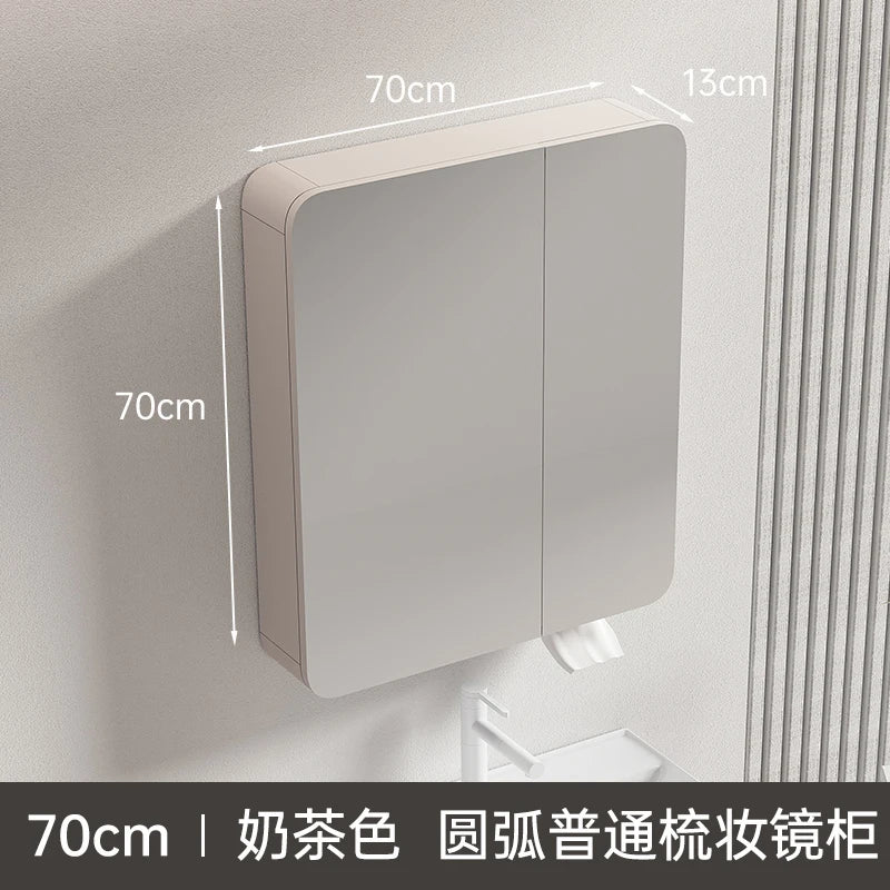 armoire circulaire en aluminium avec miroir éclairage intelligent et rangement - vue 31 sur 32